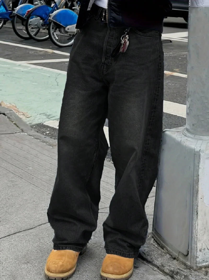 Men's Retro Loose-Fit Jeans - Vintage Distressed Style